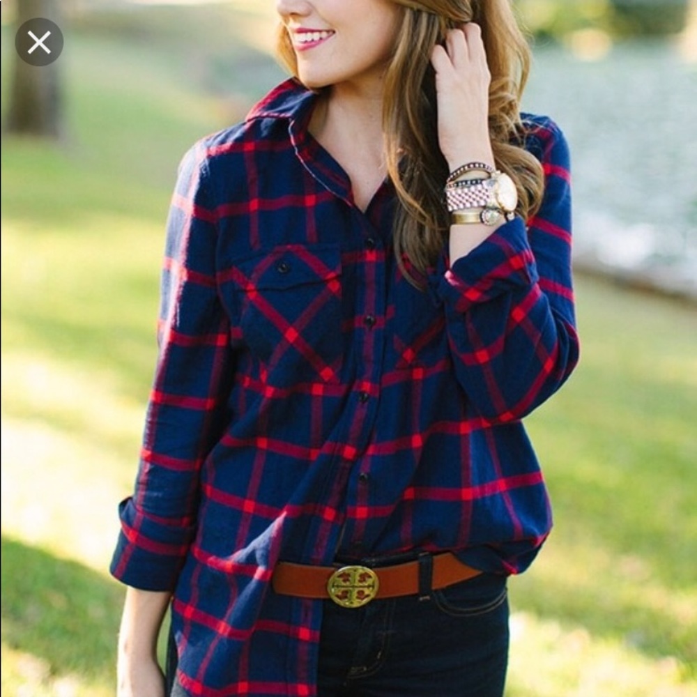 J.Crew Boyfriend Flannel Top in Rockport Plaid